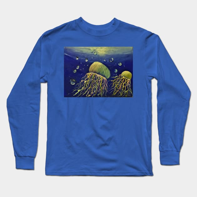 Jelly Fish Long Sleeve T-Shirt by Allison Prior Art